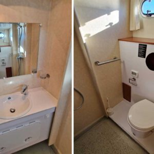 Interieur van de Sara Elite; badkamer